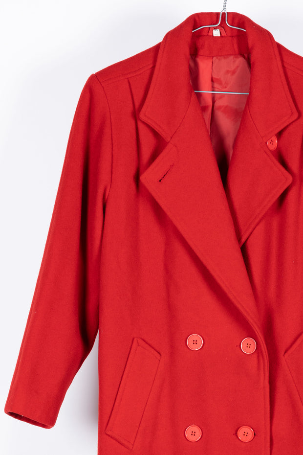 Red long wool coat