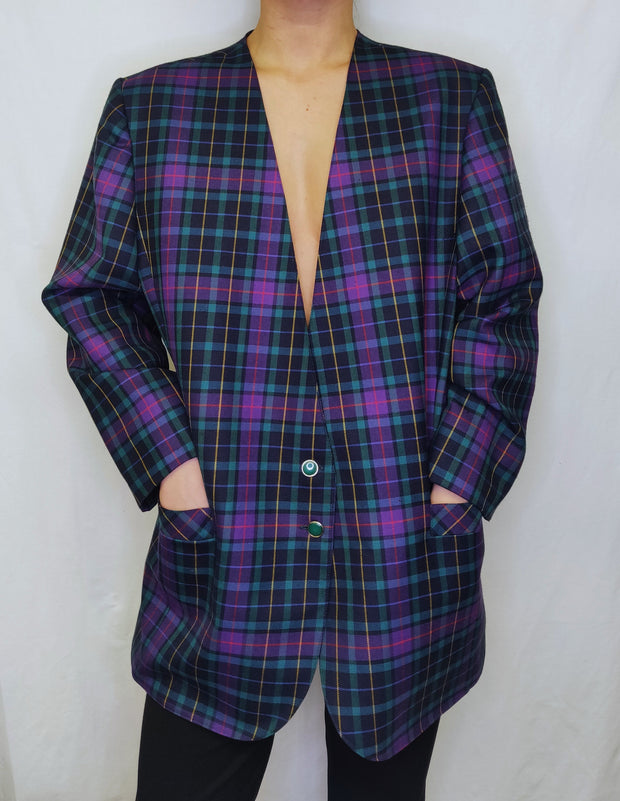 Checked wool blazer