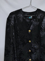 Shiny black flower blazer