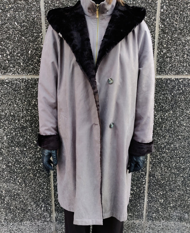Grey jacket with furry details