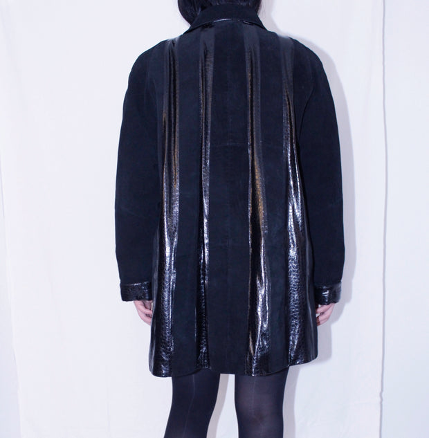 Snake detail leather jacket